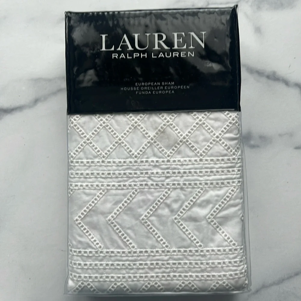 Lauren Ralph Lauren Willa Hemstitched Euro Sham in Cream, New w/Tag $135